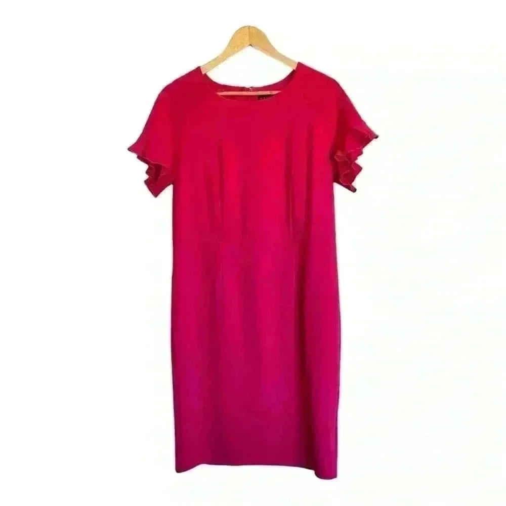Eloquii NWT Pink Ruffled Short Sleeve Sheath Dress Size 14 - Picture 3 of 13